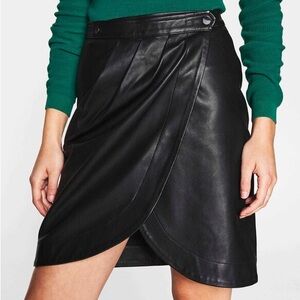 Black Ba&Sh Leather Wrap Skirt